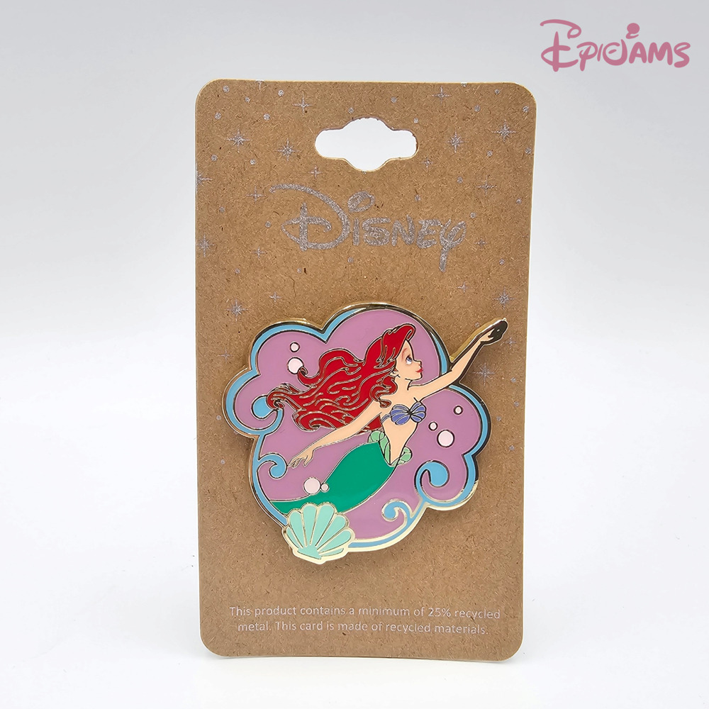 Disney The Little Mermaid Ariel Swimming Shell Frame Enamel Pin New